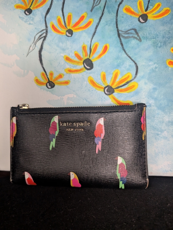 kate spade Handbags - kate spade New York Black Parrot Print Zip Compact Wallet